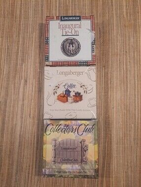 3 Vtg Longaberger Basket Tie-on and Pin Boxes NIB
